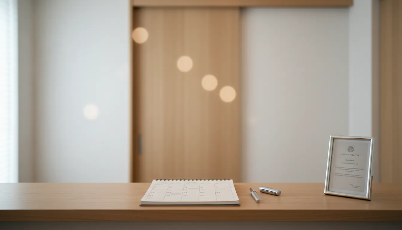 Gabinet masażu – profesjonalna recepcja z regulaminem i kalendarzem wizyt, Akademia Oriental SPA.